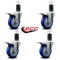 Service Caster 4'' Blue Poly Swivel 1-5/8'' Expanding Stem Caster Set Total Lock Brake, 4PK SCC-EXTTL20S414-PPUB-BLUE-158-4 - alternate 4